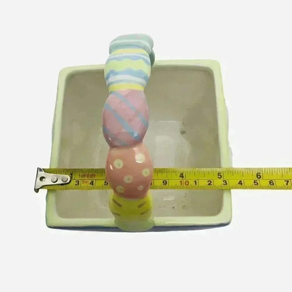 Ceramic Easter Basket Floral Vase Pastels Bunny Rabbit Egg Hunt Spring Baby - Picture 7 of 8